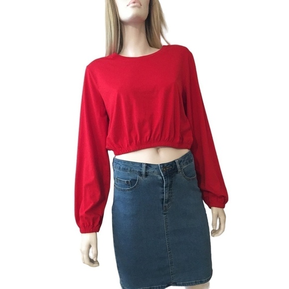 Streetwear SOCIETY Long Sleeve Crop Top Blouse Shirt Cotton Blend Oversized NWOT - Picture 3 of 12